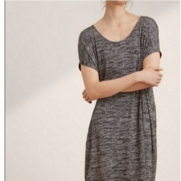 WILFRED Aritzia Lorelei w/ Pockets Soft Knit Tunic Dress Marled Dark Gray Sz XXS - Picture 4 of 13